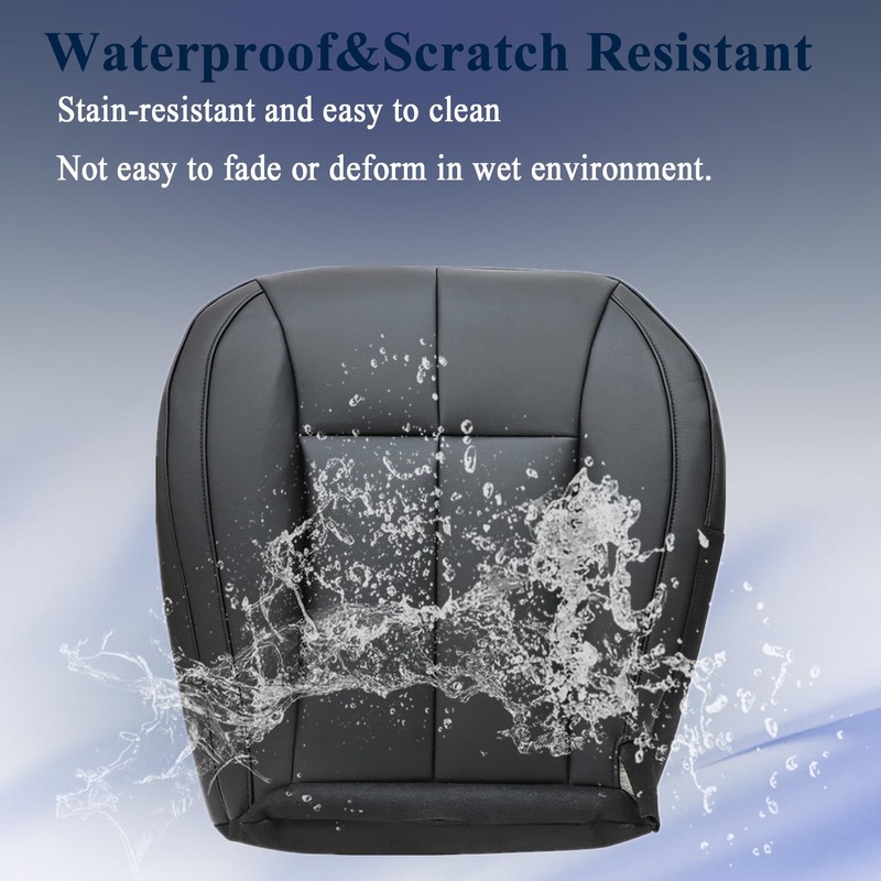 NLQR Front Driver Bottom Replacement Seat Cover Black Microfiber Leather