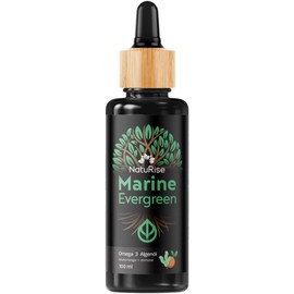 NatuRise Omega 3 Algae Oil Marine Evergreen 100 ml | High Dose DHA, DPA & EPA | Vegan & Natural | Blood Orange & Lemon | Pipette and Dosing Scale | DHA, DPA & EPA | UV Glass | Made in Germany