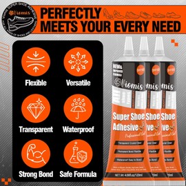 Shoe Glue Sole Repair Adhesive Waterproof Clear Shoe Repair Glue Kit Super Strong Transparent Shoe Glue for Sneakers, Boots, Leather, Handbags, Soles, Heels (120ml 3Pack)