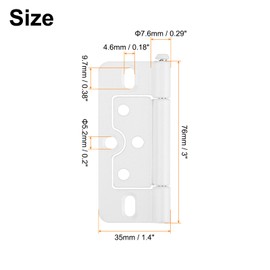 uxcell 10Pcs 3x1.4 Inch Door Hinges Non-Mortise No Noise Bifold Door Hinges Plating for Cabinet Furniture Window Wardrobe, White