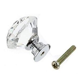 AKORD Crystal Drawer Pull Furniture Handle with Screw, Pack of 10