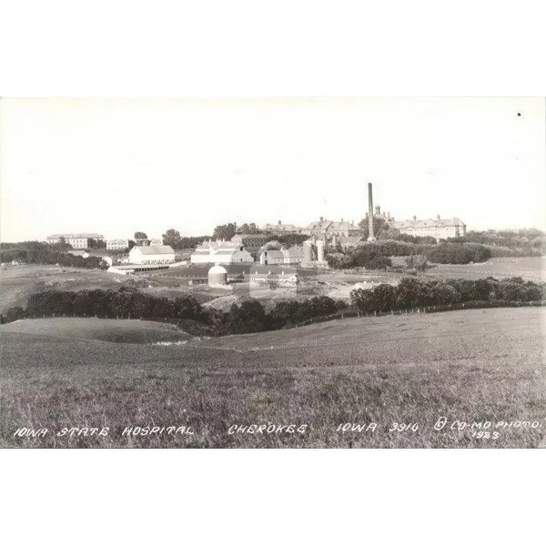 CHEROKEE Iowa Insane Asylum View 1923 RPPC Photo Postcard COPY