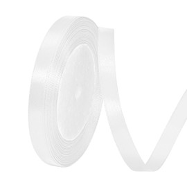 Lrybbon White Satin Ribbon 3/8 Inch x 25 Yards Solid Fabric Polyester Satin Ribbon for Gift Wrapping Art Craft Flower Bouquet Hair Bows Making Wedding Party Decoration Sewing Projects