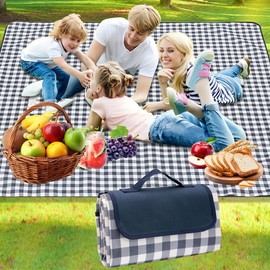 SKIPTHYBER Picnic Blanket Waterproof, Foldable Outdoor Beach Blanket, Camping Blanket Sandproof Picnic Mat Machine Washable with Carrying Handle for Family Picnics,Outdoor Camping, Park,Travel