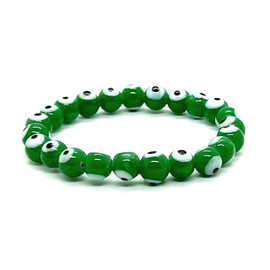 Embrace Abundance & Growth: Handmade Green Evil Eye Charm Bracelet (8mm Beads) - Taurus & Virgo Birthstone - Heart Chakra Harmony