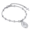 Women's Silver Virgin Mary Bracelets - Silver Rosary Bead Cross
