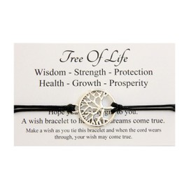 Lucor Tree of Life Gift,Wish String Bracelet,Spiritual Protection Gifts,Strength Inspirational Gift,Christmas Birthday Gift(Black)