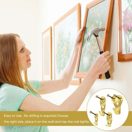 Jeffdad 120 Piece Picture Hanger Set, Versatile Picture Hooks, Picture Hanging Hooks Kit with Nails, Picture Hooks for Nailing, 4 Sizes, Picture Hanging Set for Frames, Mirrors, Paintings, Picture