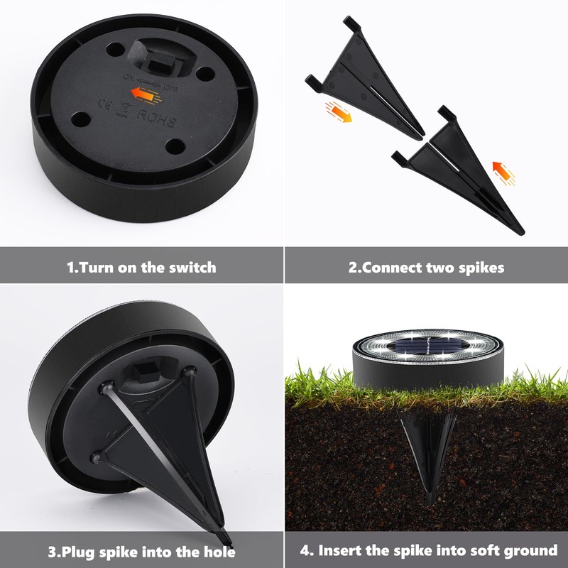 Joomer Solar Ground Lights, 16 Pack 8 LED Solar Lights