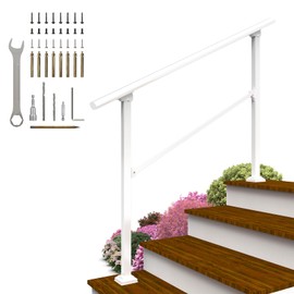 Arti-Life Hand Rails for Outdoor Steps,Railings for Outdoor Steps,Handrails for Outdoor Steps,Porch Handrail Kit White for Concrete,Brick,Wood Steps (White, 4 Step)