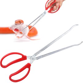 15 Inch Reptile Feeding Tongs, Extra Long Large Snake Feeding Tweezers, Curved or Straight Design Heavy Duty Stainless Steel Feeding Tongs for Ball Python Accessories Aquascape Maintenance