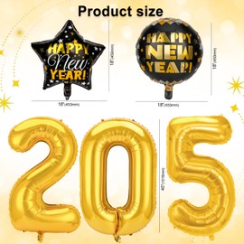 DPKOW New Year's Eve Decoration 2024 Party Set Black Gold Balloons New Year's Eve Banner Black Hanging Swirl New Year's Eve Photo Props for New Year's Eve Decoration 2024 Decoration New Year's Eve