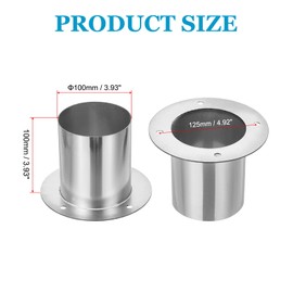 PATIKIL 4" Duct Connector Flange, Straight Pipe Exhaust Flange Stainless Steel Pipe Hose Duct Collar for Heating Cooling Ventilation HVAC System