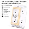 POWRUI Multi Plug Outlet Surge Protector - 6 Outlet Extender