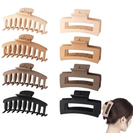 Pinzas para Cabello, 8 Piezas Pinzas para el Cabello para Mujer, Multi-Color Pasador Mate Grande para Mujer, Antideslizante Hair Clip, Claw Clips para Bañarse,Lavarse la Cara,Viajar,Fiestas(Pack 2)