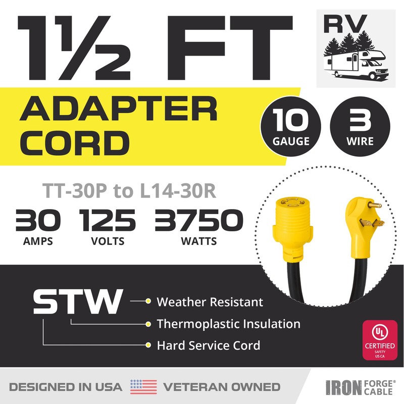 Iron Forge Cable RV Cord, Generator and RV Electrical Adapter