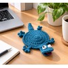 Blue Lizard Crochet Cup Coaster for Coffee & Tea –