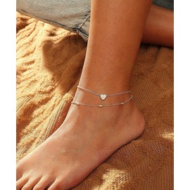 Ankle Bracelets for Women, Silver Anklets Adjustable for Women Girls Women’s Anklets Layered Ankle Bracelets 925 Sterling Silver Waterproof Anklets for Women Silver Women Beach Jewellery