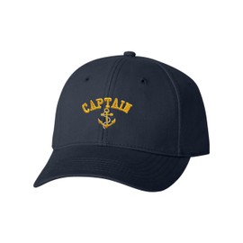 One Size Navy Baseball Captain with Anchor Embroidered Dad Hat Structured Cap