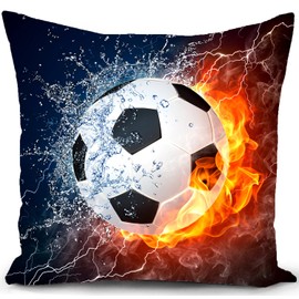 HUASHUZI Cushion Cover Football Gifts for Boy Girl Bedroom Accessories Ornaments for Women Decorations Throw Pillow Case Decor Home for Livingroom Couch Sofa 18"x18"(45x45cm)