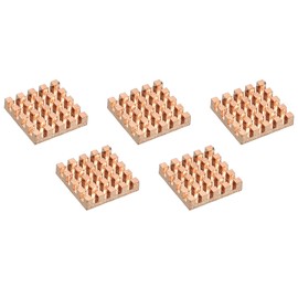 sourcing map Pack of 5 Heatsink Kit Pure Copper 14 x 14 x 3 mm for IC Chip MOS Memory Heat Dissipation with Thermal Pads