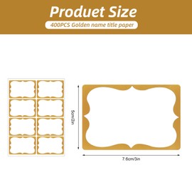 400 Pcs Gold Name Tags,2 x 3 Inch Name Tag Stickers with Gold Border Blank Stickers,Self-Adhesive Name Badges Labels for Teachers, Home, Party,Conference Attendees,Office Staff Bulk Pack