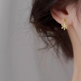 CERSLIMO Snowflake Earrings White Gold-Plated with Zirconia Christmas Jewellery Gift for Women Sister Girlfriend Girls Christmas Gifts, Cubic Zirconia