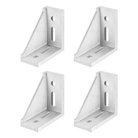 sourcing map 4Pcs Inside Corner Bracket Gusset, 88x88x42mm 4590 Angle Connectors for 4545/5050 Series Aluminum Extrusion Profile Silver