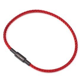 Silipac Braided Cable Key Ring Anodized Black Lock - Durable Keychain Loop for Keys, Luggage Tags, Crafts (Red)