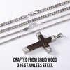 Corato Men's Wooden Cross Necklace with Natural Ebony Inlay, Durable
