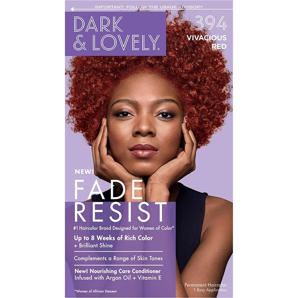 Softsheen-Carson Dark and Lovely Fade Resist Rich Conditioning Hair Color, Permanent Hair Color, Up To 100% Gray Coverage, Brilliant Shine with Argan Oil and Vitamin E, Vivacious Red