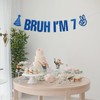 Bruh I'm 7 Banner Blue Glitter 7th Birthday Party Bunting