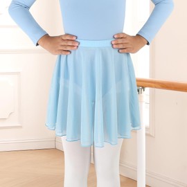 SPFASZEIV Ballet Skirt Pull On Ballet Skirts for Girls Kids Elastic Mesh Dance Ballerina Skirt Blue L