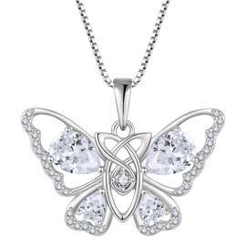 EJARY Butterfly Necklace for Women 925 Sterling Silver Butterflies April Birthstone Pendant Necklaces Mother’s Day Birthday Christmas Jewelry
