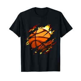 Giocatore di pallacanestro vintage basket in fiamme Maglietta