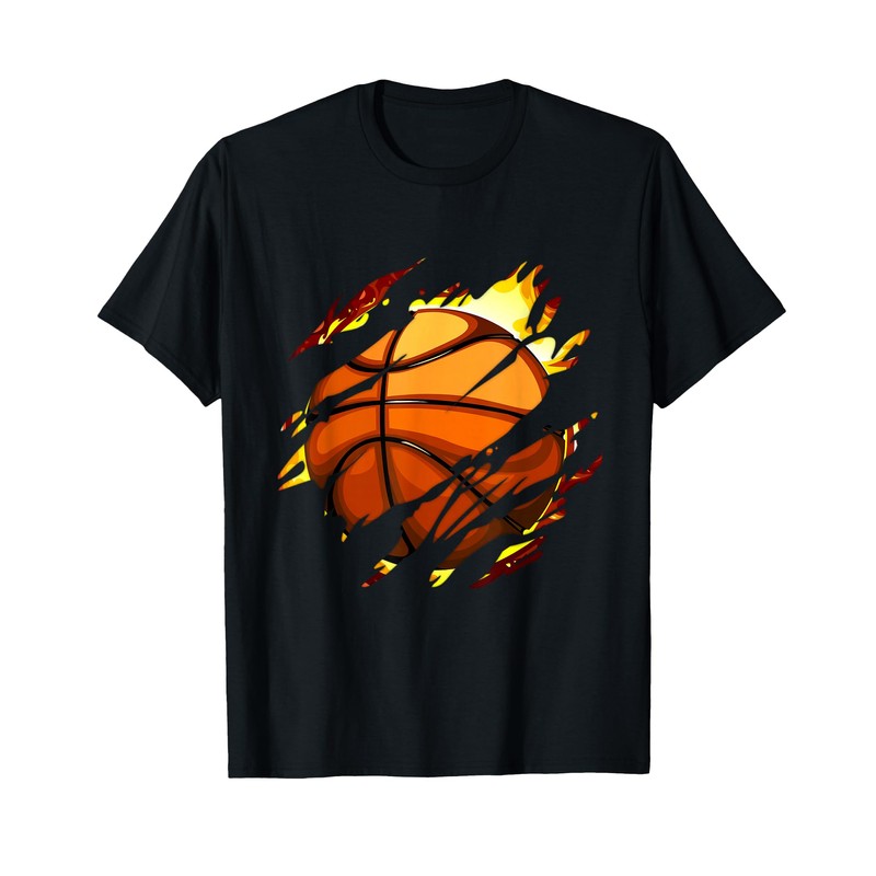 Giocatore di pallacanestro vintage basket in fiamme Maglietta