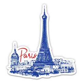 Paris in Blue Eiffel Tower - 3" Vinyl Sticker - for Car Laptop Water Bottle Phone - Waterproof Decal