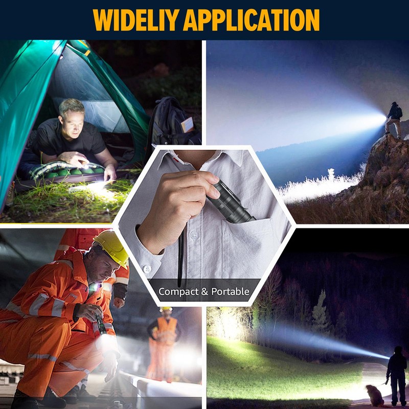 Rechargeable Magnetic Flashlight High Lumens - 1500 Meters Long Beam