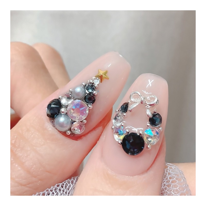 Black Chic Chris Handmade Nail Tips - Short Ballerina /