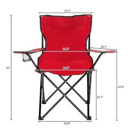U-Kiss Folding Camping Chair, Lightweight Portable Foldable Seat, Portable Chair with Cup Holder Perfect for Camping, Festivals, Garden, Caravan Trips, Fishing, Beach and BBQs, Travel Carry Bag (Red)