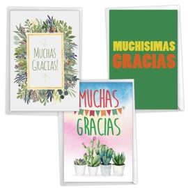 NobleWorks 3 Spanish Language Thank You Greeting Cards Assortment Variety Pack with Envelopes, Bulk Set for Men and Women (3 Designs, 1 Each) Tres Gracias VC8156TYG-C1x3-SL