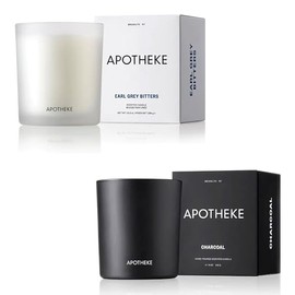Apotheke Luxury Charcoal & Earl Grey Bitters Scented Candles Bundle - Soy Wax Blend Jar Candle