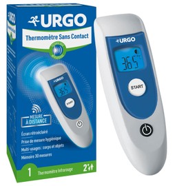 Urgo - Non-Contact Thermometer - Infrared Technology - Versatile for Body and Objects - Backlit Display - Acoustic Alarm for Fever - Ages 2+