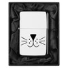 ROLYAD Lighter in Black Silk Lined Gift Box Cat Face