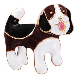Cute Enamel Dog Brooch Animal Spotted Corsage Pin Stunning Fashion for Women Men Birthday Party Brown Enamel Dog