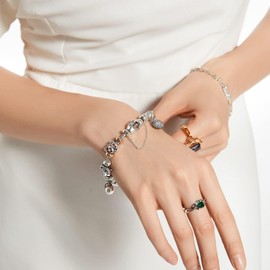 LOVANS Charms Stopper 925 Sterling Silver with Rubber Clip Spacer Stopper Charms Beads for Women Bead Charms Bracelets Pendant, Sterling Silver