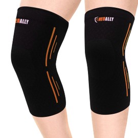 NeoAlly® - Compression Knee Sleeves for Men and Women, Non-Slip Knee Support for Knee Pain, Sports Compression Knee Sleeve for Women and Men, Black & Orange, Small