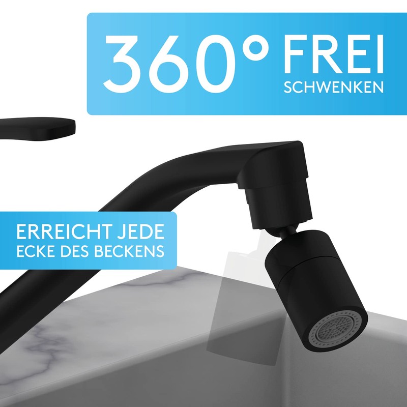 Bächlein Universal Tap Attachment in Matt Black with Two Jet