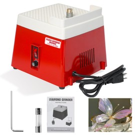 Podoy Stained Grinders Glass, Mini Power Industrial Glass Ceramics Grinding Tool with 5/8" Diamond Grinder Bit + Acrylic Bezel (110 V, Red)