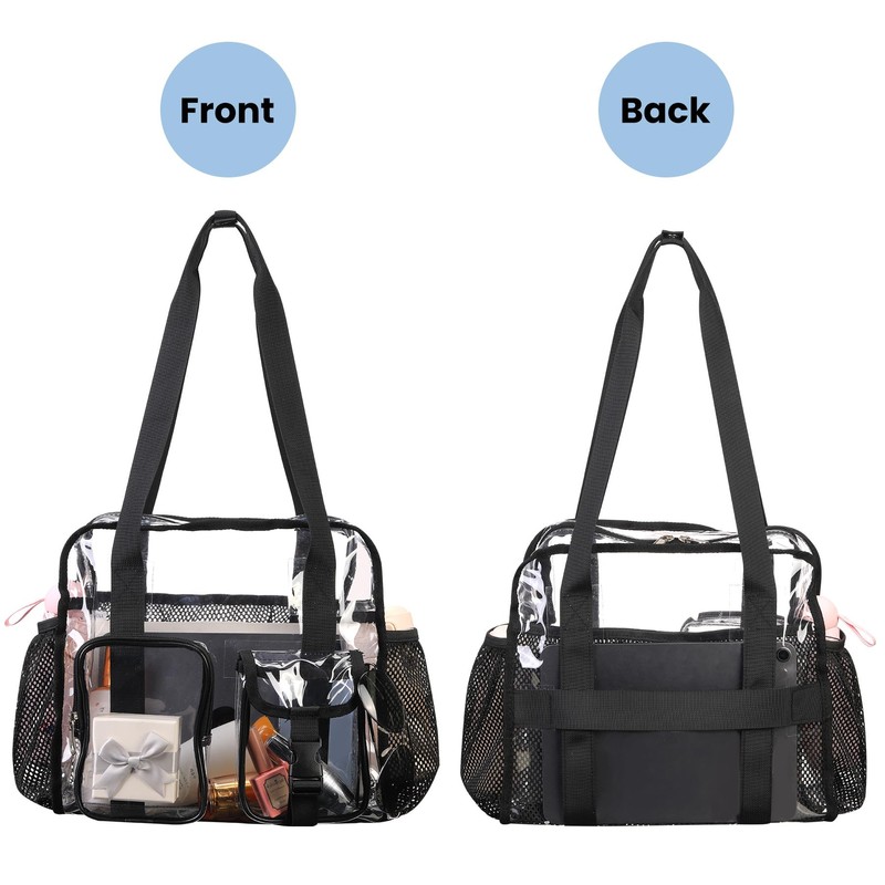 BORMELUN Clear Tote Bags for Work Shoulder Strap Stadium approved